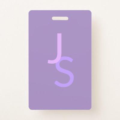 Modern Overlapping Monogrammed Initials | Purple Badge