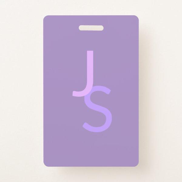 Modern Overlapping Monogrammed Initials | Purple Badge