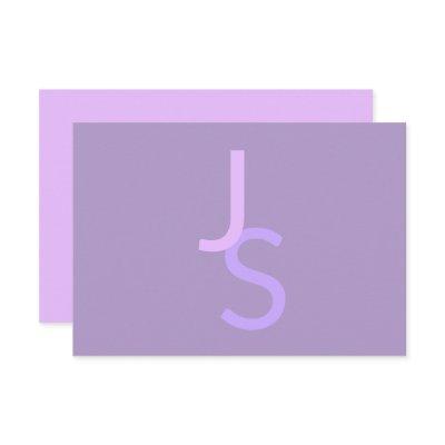 Modern Overlapping Monogrammed Initials | Purple Enclosure Card