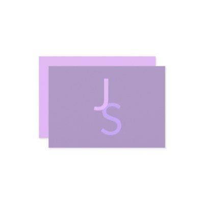 Modern Overlapping Monogrammed Initials | Purple Note Card