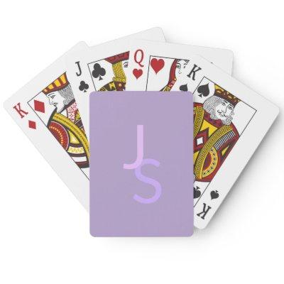 Modern Overlapping Monogrammed Initials | Purple Poker Cards
