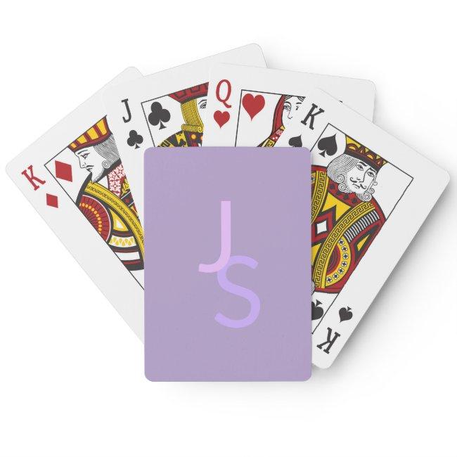 Modern Overlapping Monogrammed Initials | Purple Poker Cards