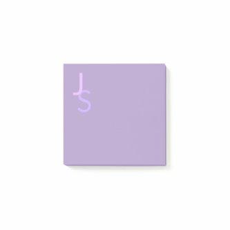 Modern Overlapping Monogrammed Initials | Purple Post-it Notes