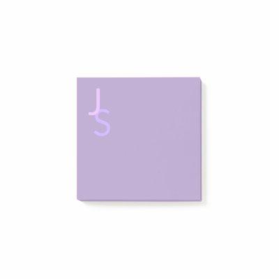 Modern Overlapping Monogrammed Initials | Purple Post-it Notes