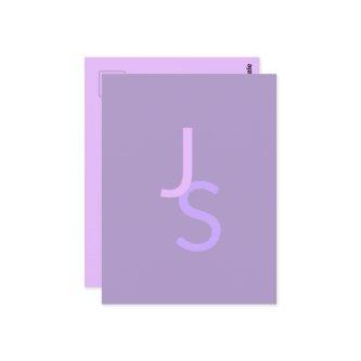 Modern Overlapping Monogrammed Initials | Purple Postcard