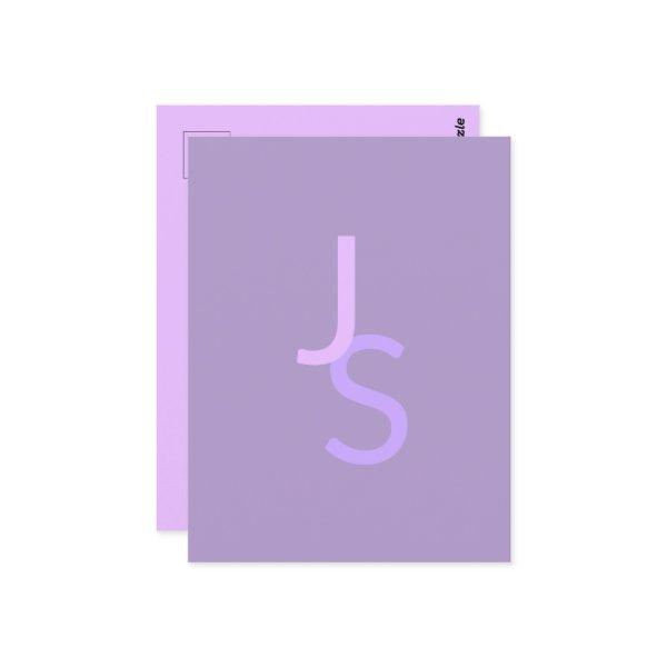 Modern Overlapping Monogrammed Initials | Purple Postcard