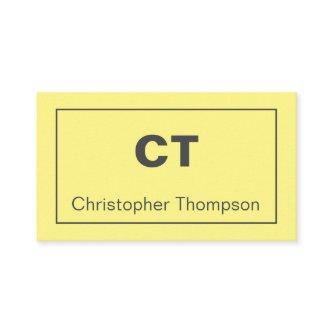 Modern Pale Yellow Minimalist Name and Initials