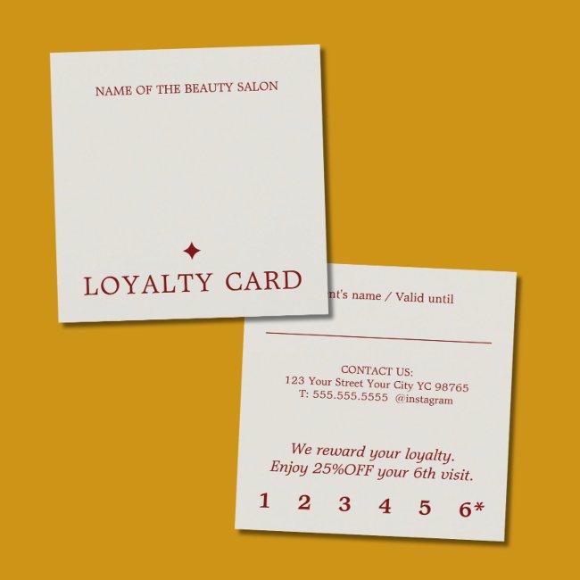 Modern Pastel Dark Red Bold Salon Loyalty Card