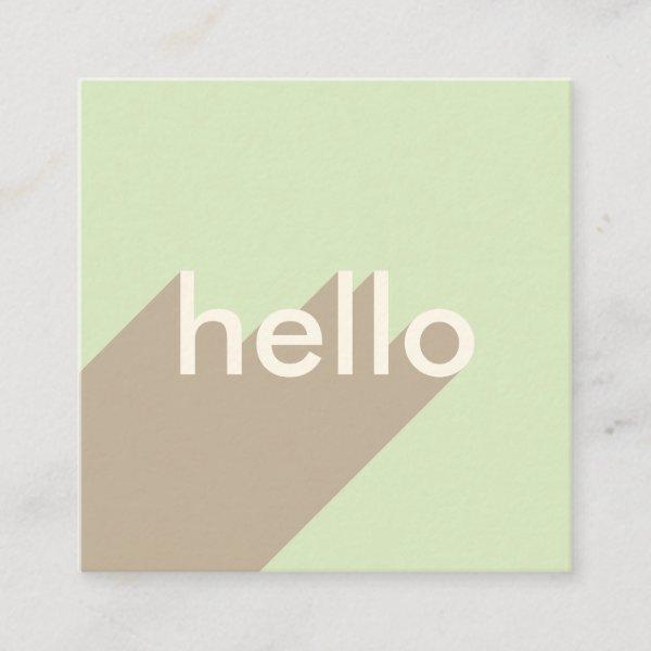 Modern pastel green hello bold typography retro square