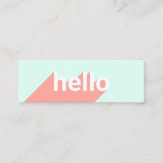 Modern pastel mint coral trendy hello typography mini