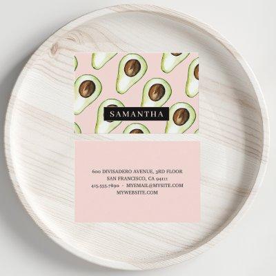 Modern Pastel Pink And Green Avocado Pattern Busin