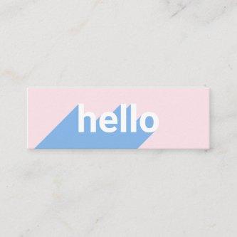 Modern pastel pink blue trendy hello typography mini