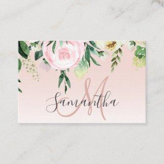 Modern Pastel Pink & Flowers With Name