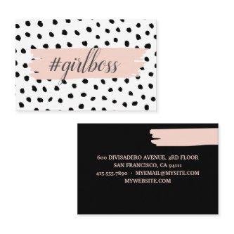 Modern Pastel Pink Girl Boss & Black Dots