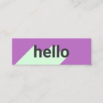 Modern pastel purple mint trendy hello typography mini