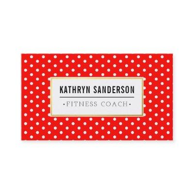 MODERN PATTERN gold logo polka dot bold red white