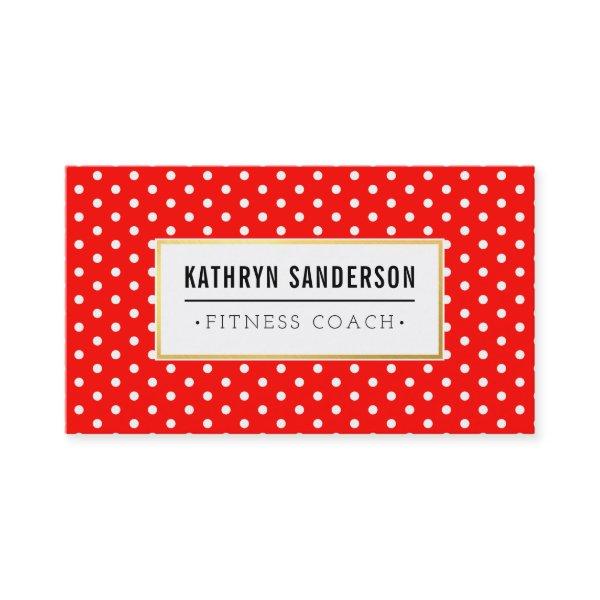 MODERN PATTERN gold logo polka dot bold red white
