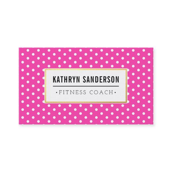 MODERN PATTERN gold logo polka dot hot pink white