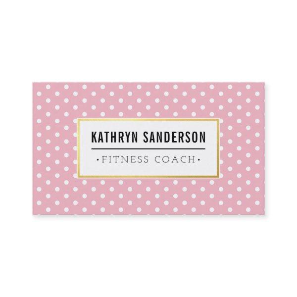 MODERN PATTERN gold logo polka dot pink white
