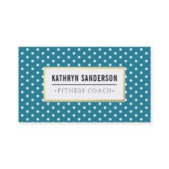 MODERN PATTERN gold logo polka dot teal blue white