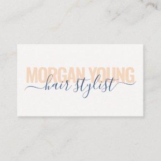 Modern peach blue hair stylist script signature