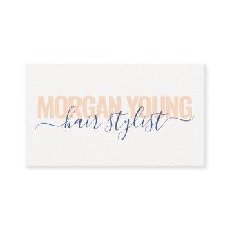 Modern peach blue hair stylist script signature