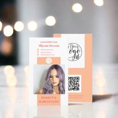 Modern peach makeup hair photo qr code logo