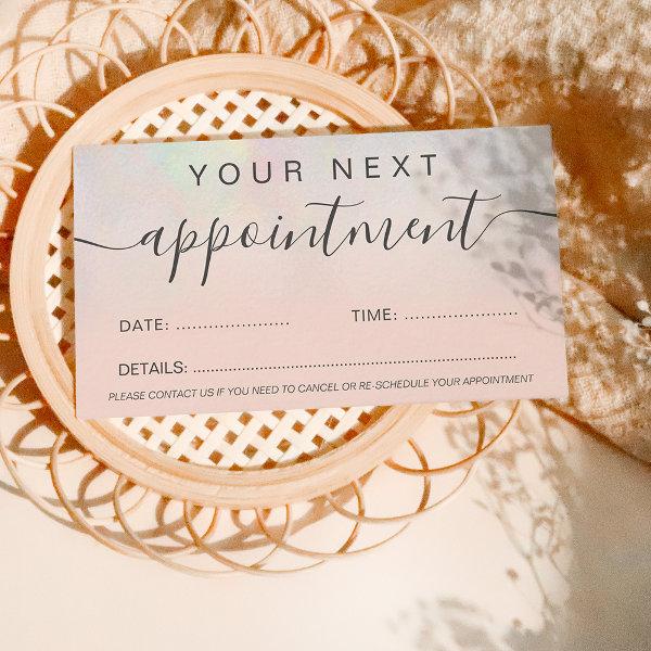 Modern pearl nacre blush ombre professional appointment card