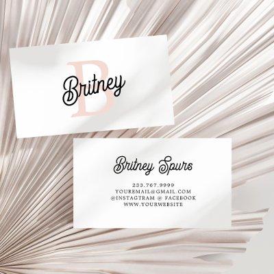 Modern Personalized Monogram and Name Pastel Pink