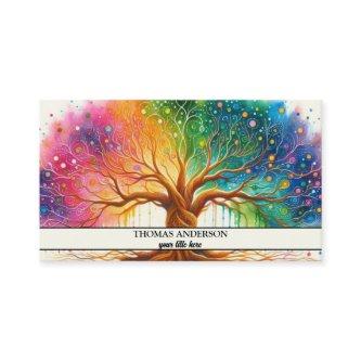 Modern Personalized Tree of Life - Colorful Leaves