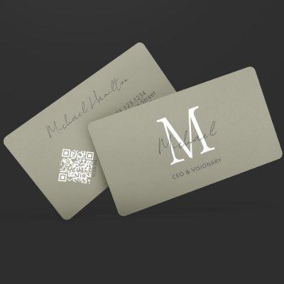 Modern Pewter Monogram QR Code