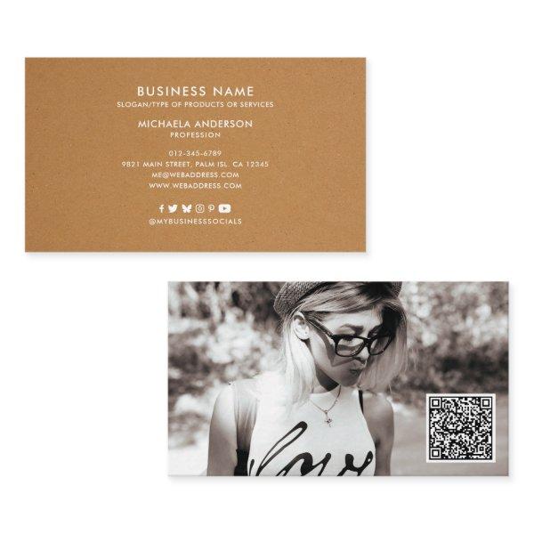 Modern Photo QR Code & Social Media No Logo Kraft