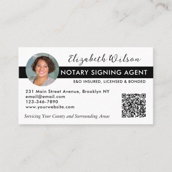 Modern Photo QR Notary Signing Loan Agent Black
