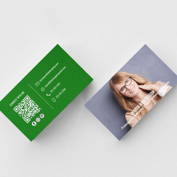 Modern Photo Simple Green QR Code Social Media
