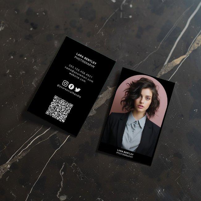 Modern photo stylist social media with QR code