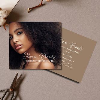 Modern Photo Taupe Braown Script Photographer Square