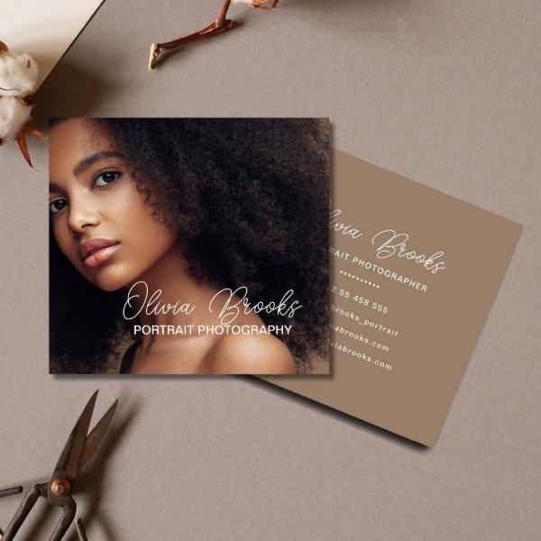Modern Photo Taupe Braown Script Photographer Square