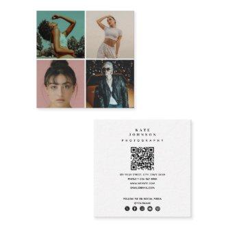 Modern Photographer 4 Photos Grid QR Code Square