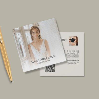 Modern Photographer Photos QR Code Neutral Tone Square