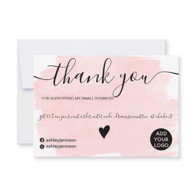 Modern pink abstract watercolor order thank you