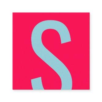 Modern pink and blue unique bold monogram initial square