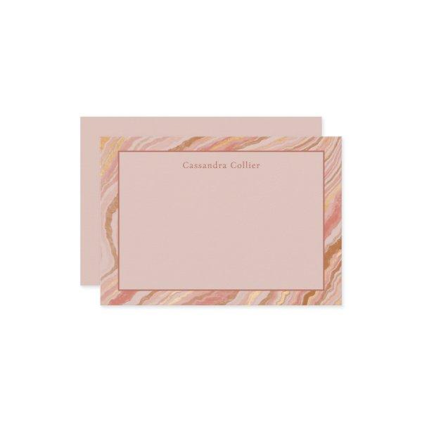 Modern Pink and Gold Abstract Elegant Note Card