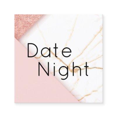Modern Pink and Gold Marble Date Night Card