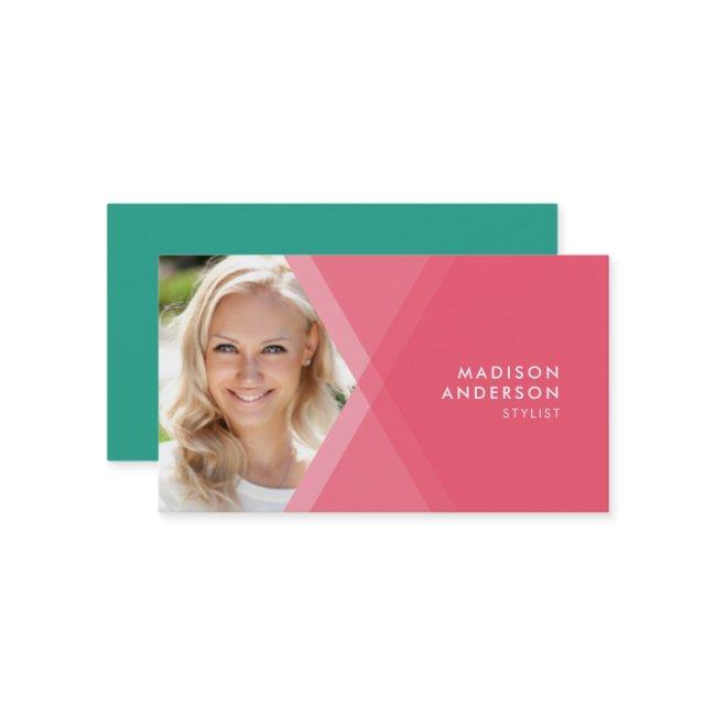 Modern Pink and Teal Layered Geometric Photo
