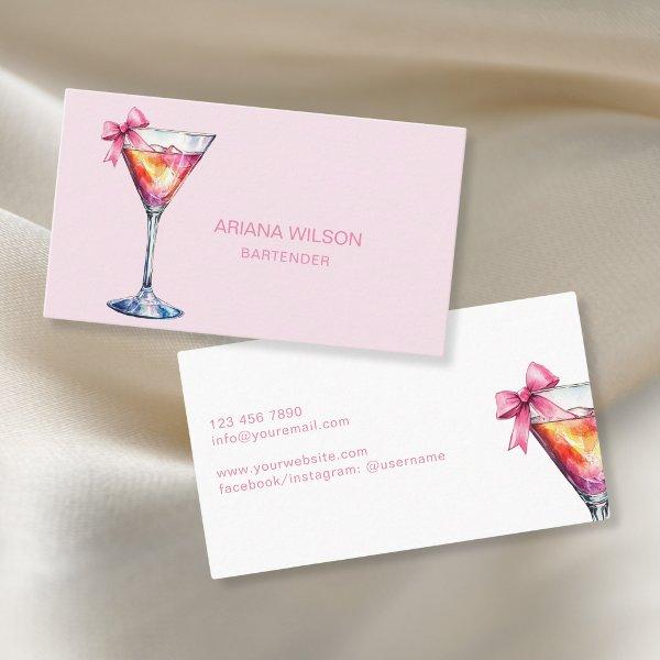 Modern Pink Bartender Cocktail Bow Bar Club Event