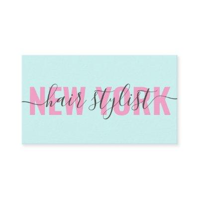 Modern pink blue hair stylist script signature