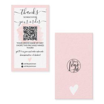 Modern pink brushstroke logo Qr code thank you