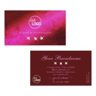 Modern Pink Burgundy Sparkling Diamonds with Logo