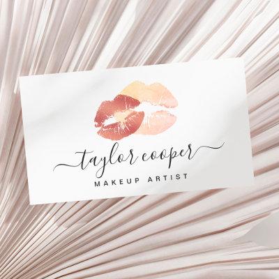 Modern pink & copper rose gold lips makeup artist