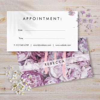 Modern Pink Floral Monogram Appointment Card
